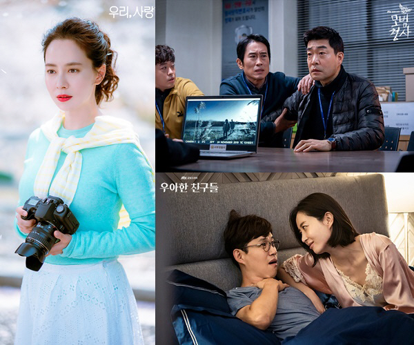 /사진=JTBC ‘우리, 사랑했을까’, ‘모범형사’, ‘우아한친구들’ 스틸 컷(왼쪽부터 시계방향)