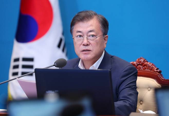 문재인 대통령이 20일 청와대 여민관에서 열린 수석 보좌관 회의에 참석해 발언하고 있다. /사진제공=뉴시스