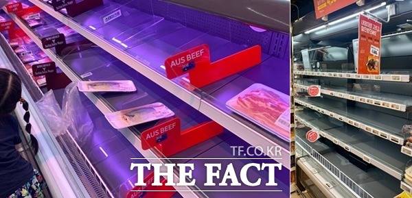이마트 신촌점은 1~2인 가구가 많은 지역 특성을 고려해 1인용 초밥 등 식품 비중을 늘렸다. 정육, 즉석식품 코너는 22일 오후 9시를 전후해 모두 팔렸다. /신촌=이민주 기자