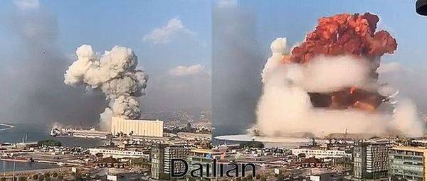 4일 레바논 베이루트 항구에서 발생한 폭발 장면. ⓒ소셜미디어 갈무리