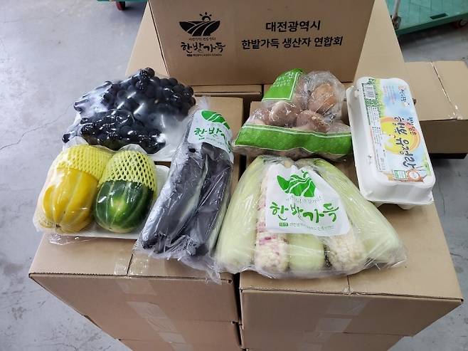 ▲한밭가득 농산물 꾸러미 모습.