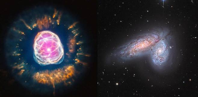 에스키모 성운(NGC 2392 사진 좌측)과 샴쌍둥이 성운의 모습