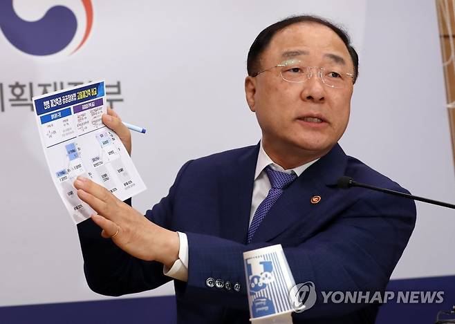 부동산 관련 현안 설명하는 홍남기 (세종=연합뉴스) 김준범 기자 = 홍남기 경제부총리 겸 기획재정부 장관이 10일 오후 정부세종청사 기획재정부에서 열린 브리핑에서 부동산 세제개편 주요 내용 등 최근 주요 정책현안에 관해 설명하고 있다.psykims@yna.co.kr