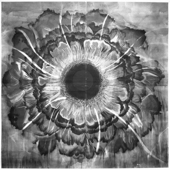 강요배 그림 ‘중묘지문’. 156x156㎝. 1981년 그릴 당시의 제목은 ‘꽃’이었다. ‘노자’ 1장에 나오는 ‘중묘지문(衆妙之門)’이란 말에 매력을 느껴 그렸다고 한다. ‘뭇 묘함이 이 문에서 나온다’는 뜻이다. 김용옥의 신간 ?노자가 옳았다? 91쪽에 실려 있다. [사진 통나무]