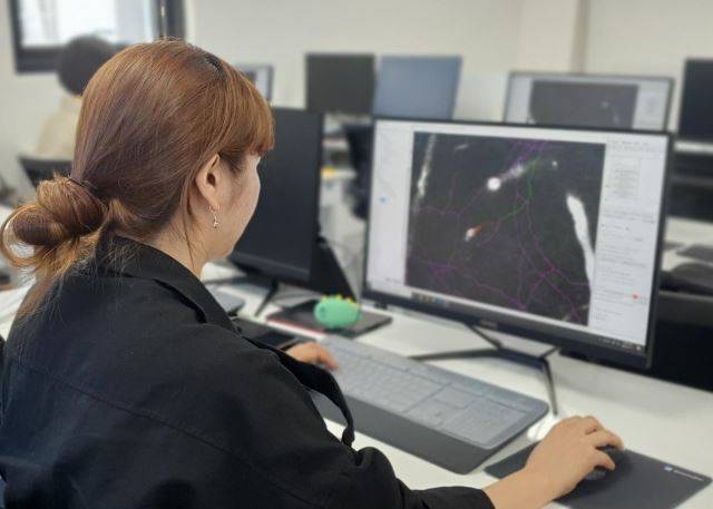 한 데이터 라벨러가 대전 유성구의 데이터메이커 사무실에서 AI 학습용 데이터 가공 작업을 하고 있다. 데이터메이커 제공