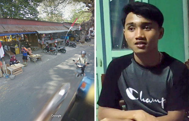 12일(현지시간) 인도네시아 일간 ‘콤파스’는 어릴 적 납치를 당해 가족과 헤어진 소년이 최근 극적으로 부모와 상봉했다고 보도했다. 왼쪽은 구글 스트리트뷰로 본 소년의 고향 마을 시장.