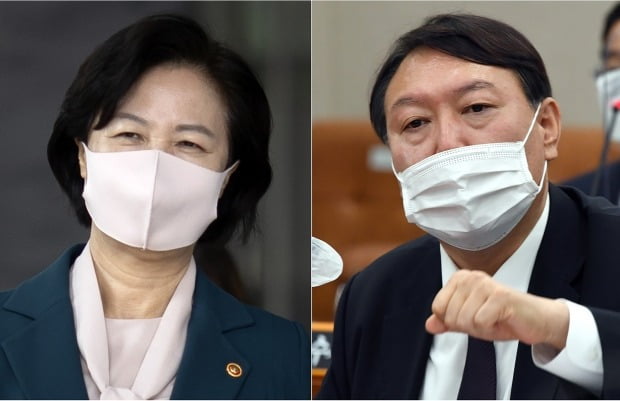 추미애 법무부 장관(왼쪽)과 윤석열 검찰총장.  /사진=연합뉴스
