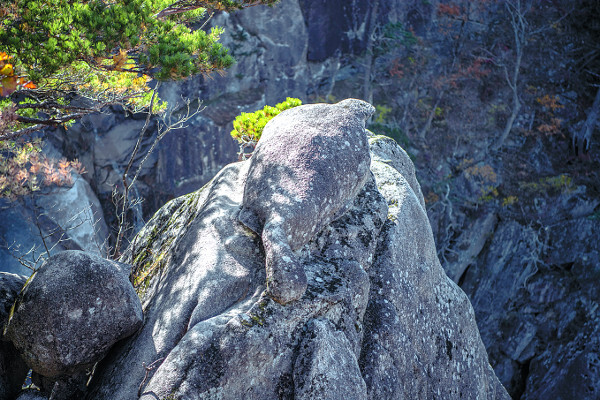 ‘산성12폭포’ 옆 바위에 올라앉아 있는 거북바위.