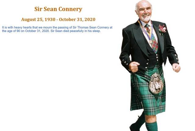 007 시리즈의 1대 제임스 본드인 유명 배우 숀 코네리가 90세로 사망했다. /공식 홈페이지 캡처