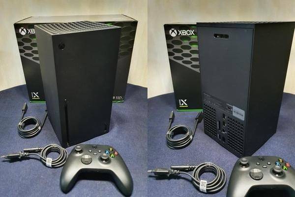 엑스박스 시리즈X 내부 구성품. ‘공기청정기’를 연상시키는 단순한 디자인이 특징이다. /윤민혁 기자