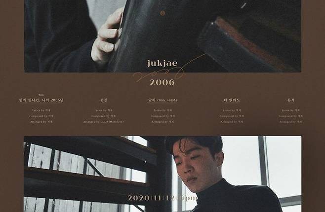 적재는 타이틀곡 '반짝 빛나던, 나의 2006년'을 비롯해 5곡 전곡을 단독 작사·작곡했다. '풍경'을 제외한 4곡의 편곡도 직접 했다. 사진은 '2006' 트랙 리스트 (사진=안테나 제공)