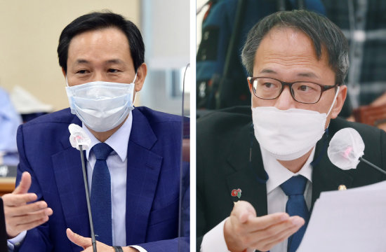 더불어민주당 우상호·박주민 의원(왼쪽부터).
