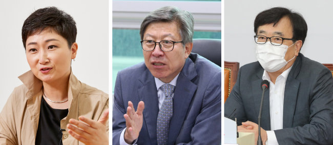 국민의힘 이언주 전 의원, 박형준 전 국회사무총장, 서병수 의원(왼쪽부터).