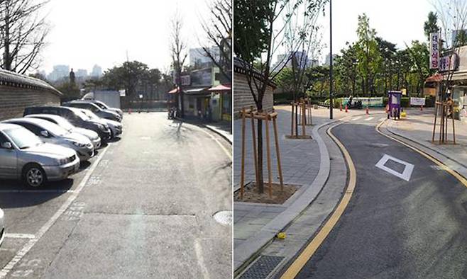 서울 종로구 서순라길 개선 전(왼쪽)과 후의 모습. 서울시 제공