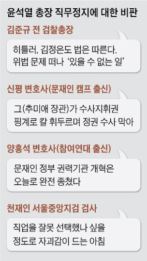 윤석열 총장 직무정지에 대한 비판