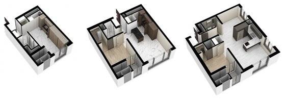 ‘미니 아파트’ 도시형생활주택 공급이 늘고 있다. 원룸형 도시형생활주택은 방 2개까지 만들 수 있다. 사진은 서울 세운지구에 분양한 힐스테이트세운센트럴 평면도. [사진 현대엔지니어링]