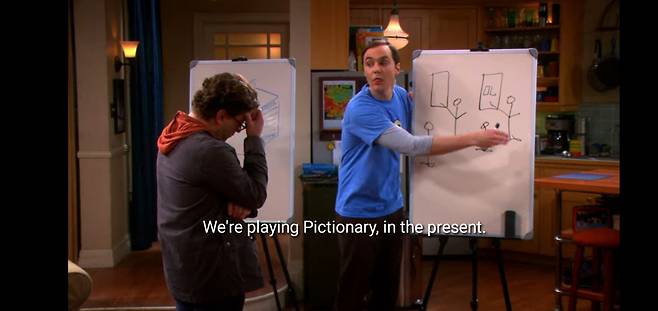 넷플릭스에서 서비스 중인 미국 드라마 ‘빅뱅이론’의 한 장면. 영문 자막 버전 [넷플릭스 캡처]