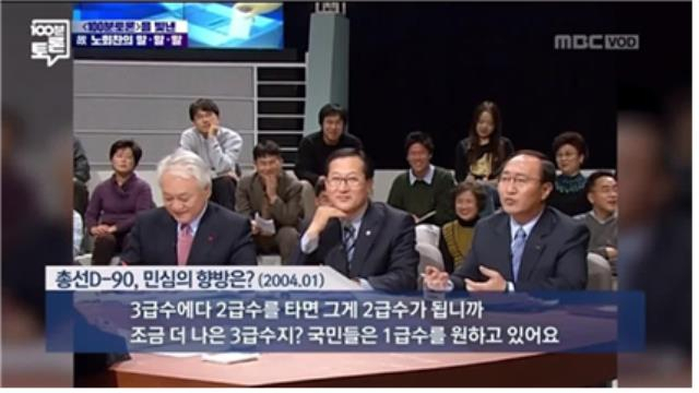 ▲ MBC <100분토론> 2004년 1월 15일 방송 화면 갈무리.