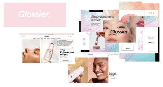 글로시에(Glossier)의 홍보 이미지에는 다양한 인종, 나이의 모델이 등장하며 '모든 여자는 글로시할(반짝거릴) 수 있다'는 메시지를 던진다.