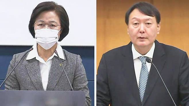 추미애 법무장관(왼쪽)-윤석열 검찰총장