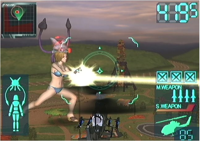 (거대한 비키니 미소녀가 대도심에서 장풍을 쏜다.. 일본 아니면 만들 수 없는 게임)