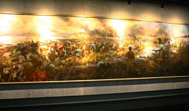 난징대학살기념관의 일본군 학살 장면을 그린 그림. ⓒ최종명