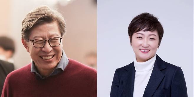 부산시장 선거에 출사표를 던진 국민의힘 소속의 박형준 동아대 교수(왼쪽)와 이언주 전 의원. 페이스북 갈무리.