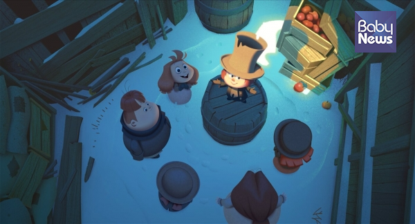 스미어렌스버그의 아이들은 클라우스의 선물 덕분에 아이답게 뛰놀 수 있는 어린 시절을 되찾는다.ⓒNetflix