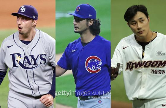 샌디에이고 파드레스에 합류한 블레이크 스넬(왼쪽부터)·다르빗슈 유·김하성. Gettyimages