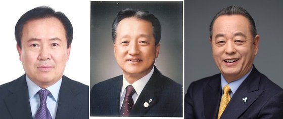 제19대 대한골프협회 회장 선거에 출마한 박노승, 우기정, 이중명 후보(왼쪽부터). [사진 대한골프협회]
