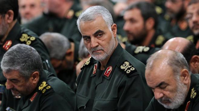 거셈 솔레이마니 쿠드스군(이란혁명수비대 정예군) 사령관. 그는 지난해 이라크 바그다드에서 미군 공습으로 사망했다. 그는 이란 최고지도자 직속 특수조직인 혁명수비대의 실세였다. /EPA 연합뉴스