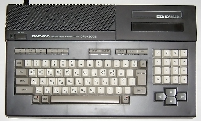 (국산 MSX 인 대우 아이큐2000. 부실한 건전지가 기본 부착되어 있어 20년이 지난 지금 배터리 누액 피해가 심각하다)