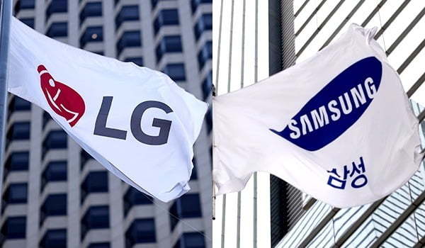 Flags bearing the LG and Samsung logos (LG and Samsung)