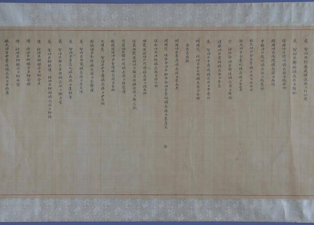 20공신회맹축-보사공신녹훈후 중 참석자, 미참석자 명단 부분. 참석대상 총 489명 중 412명이 회맹제에 참석했다. 참석하지 못한 사람들은 연로하거나 상(喪)을 당했거나, 귀향 등으로 사유가 있는 이들이었다. 문화재청 제공