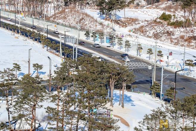 제설작업 완료된 도로 모습.