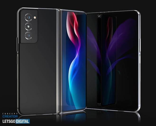 올해 봄 출시를 앞둔 삼성전자의 스마트폰 '갤럭시Z폴드3'의 렌더링 이미지가 공개됐다. /사진제공=렛츠고디지털