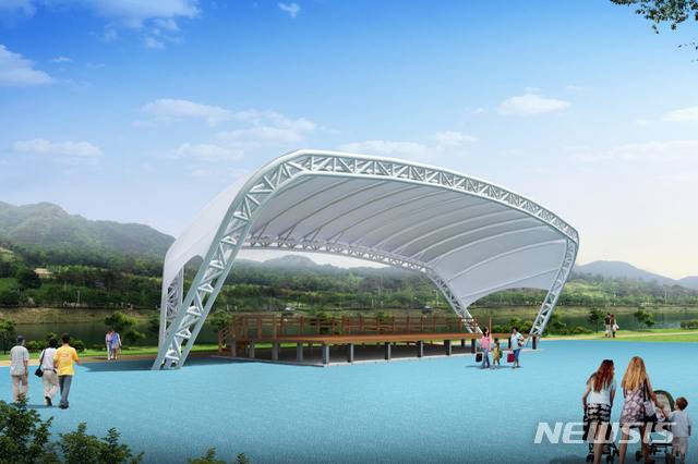 [진주=뉴시스] 진주 하대동 남강둔치 야외무대 조감도.