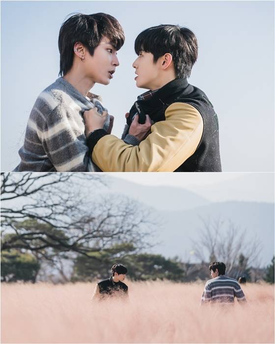 tvN 수목드라마 '여신강림'의 차은우, 황인엽이 서로에게 분노를 표출한 장면/사진제공=tvN 수목드라마 '여신강림'