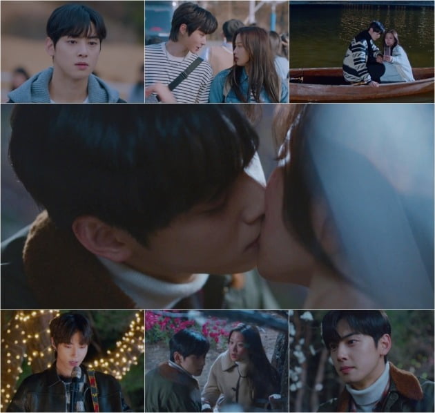 '여신강림' 차은우-문가영이 키스로 서로의 마음을 확인했다. / 사진=tvN ‘여신강림' 방송 화면 캡처