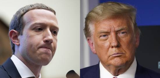 마크 저커버그 페이스북 CEO(왼쪽 사진)와 도널드 트럼프 미국 대통령(오른쪽 사진).