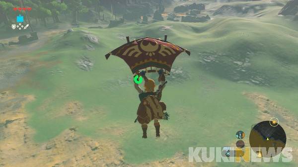 ▲사진='젤다의 전설 브레스 오브 더 와일드'. 패러세일을 통해 비행하는 젤다 아닌 링크.