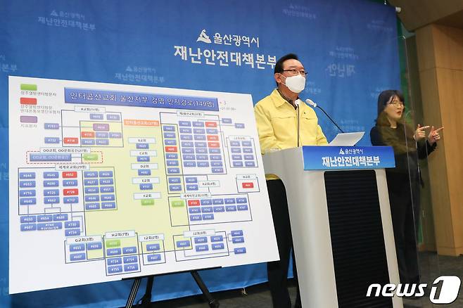 송철호 울산시장이 9일 울산시청 프레스센터에서 기자회견을 하고 있다.(울산시 제공) 2021.1.9/뉴스1 © News1