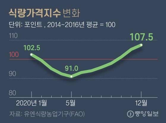 식량가격지수 변화. 그래픽=김영옥 기자 yesok@joongang.co.kr
