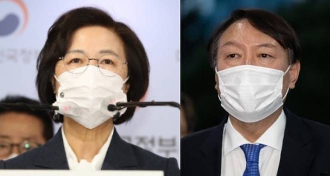 추미애 법무부 장관, 윤석열 검찰총장 - 서울신문DB·뉴스1