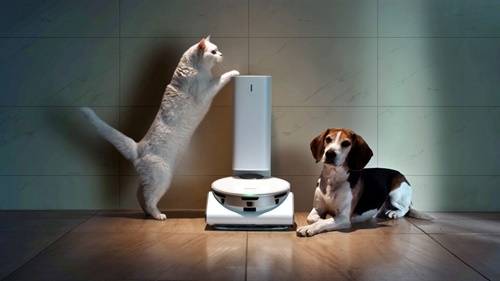 CES 2021 삼성 프레스컨퍼런스에 소개된 ‘삼성 제트봇 AI’ 로봇청소기와 ‘스마트싱스 펫(SmartThings Pet)’ 케어 서비스. 삼성전자