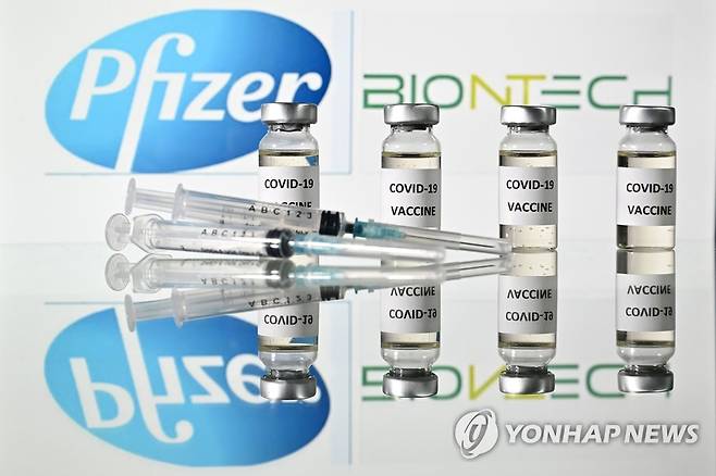 정부, 화이자와 1천만 명분 코로나19 백신 계약 (서울=연합뉴스) 정부가 글로벌 제약사 화이자와 1천만 명분 코로나19 백신을 계약했다.       정세균 국무총리는 24일 정부서울청사에서 주재한 코로나19 중대본 회의에서 전날 이 같은 계약이 이뤄졌다고 발표했다. 정 총리는 화이자 백신에 대해 "1천만 명분을 계약했고, 내년 3분기부터 들어온다"며 "도입 시기를 2분기 이내로 앞당기고자 국가 차원의 역량을 총동원 중이고, 협상이 진행 중"이라고 밝혔다.       사진은 화이자의 코로나19 백신의 일러스트. 2020.12.24 [AFP 자료사진] hkmpooh@yna.co.kr