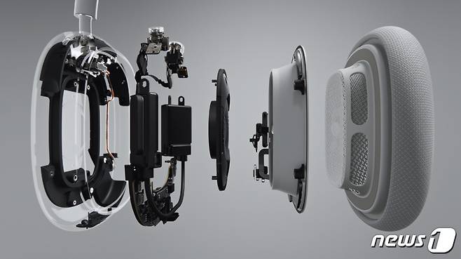 에어팟 맥스에는 애플이 설계한 40㎜ 다이내믹 드라이버, 듀얼 네오디뮴 링 마그넷 모터, H1칩도 탑재됐다.  (애플 제공) © 뉴스1