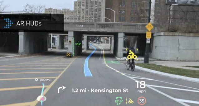 눈동자 추적 시스템이 탑재된 파나소닉 헤드업 디스플레이 시연 화면 (사진=파나소닉)