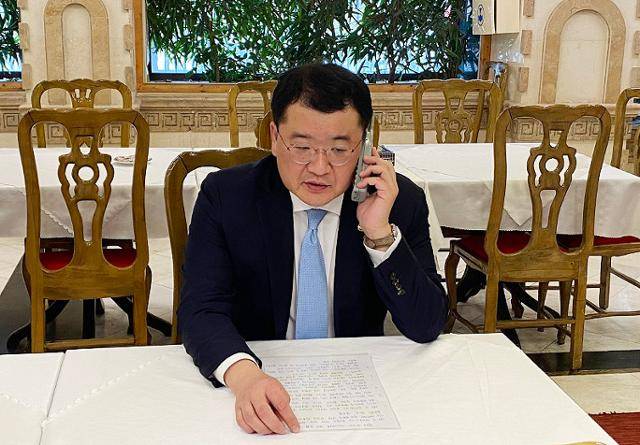 외교부는 최종건 1차관이 지난 10일(현지시간)부터 이란에서 한국 선박 억류에 대해 항의하고, 조속한 해제를 요구했다고 12일 전했다. 외교부 제공