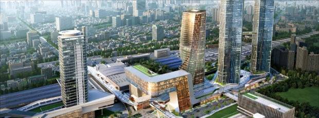 대전시와 코레일, 한화건설이 올해부터 2025년까지 대전역세권으로 개발할 대전 동구의 대전역 일대 조감도.  대전시 제공